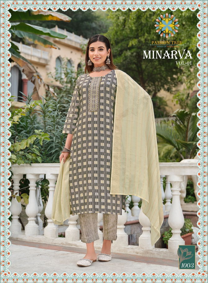 Minarva By Passion Tree Printed Straight Kurti With Bottom Dupatta Wholesale Market In Surat